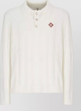 Casablanca boucl&eacute; cotton polo sweater