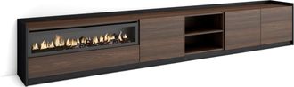 Skraut Home Skraut Home - Mueble Tv, Televisi&oacute;n, 310x37x50cm, Para Tv Hasta 80, Chimenea El&eacute;ctrica, Roble Oscuro Y Negro