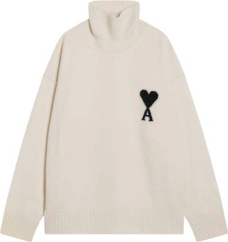 Ami Truien & Vesten, Heren, Beige, XL, Stijlvolle Sweaters met Dolcevita Design