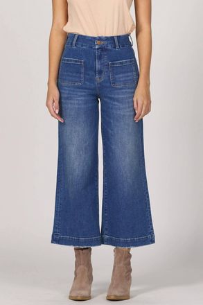 Dear John Denim Audrey Wide Leg Cropped Jeans In Nevis Blue Denim