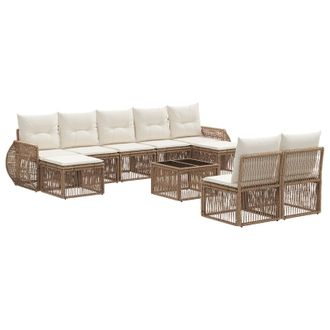 vidaXL Conjunto De Sof&aacute;s De Jard&iacute;n 10 Pcs Beige Y Blanco Crema Vidaxl