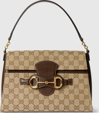 Gucci Horsebit Duomo Medium Top Handle Bag, Beige, GG Canvas