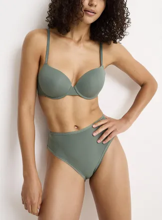 Miiyu Womens Microfibre high-waist elastic-trim bikini panty Recycled nylon