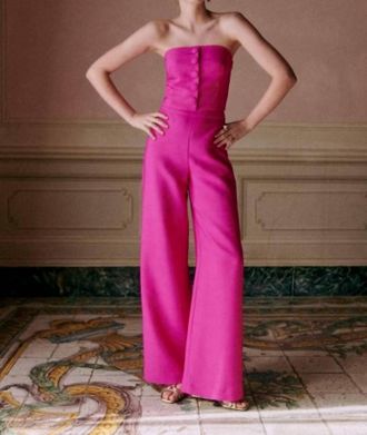 Sezane Tymo Wide Leg Trousers In Hot Pink