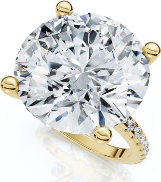 Pompeii3 Certified 10 1/3Ct Round Diamond Engagement Ring With Accents 14k Gold Lab Grown