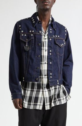 Yohji Yamamoto Studded HTC Denim Trucker Jacket in Blue at Nordstrom, Size 2