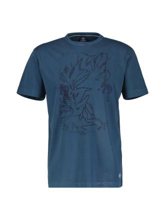 Lerros T-Shirt LERROS Herren-T-Shirt mit Brust-Print, Herren, Gr. 6XL, blau (storm blau), 100% Baumwolle, Rundhals, Shirts T-Shirt