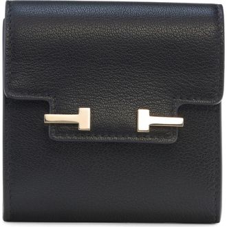 Tom Ford Double T Leather Card Holder in Black at Nordstrom
