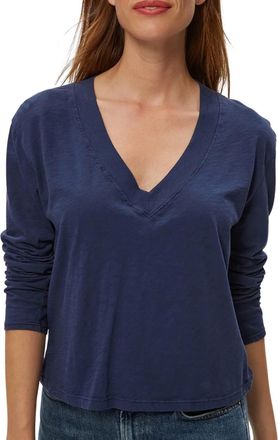 Michael Stars Brea Cropped V-Neck Tee In Nocturnal