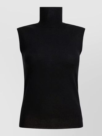 Sportmax sleeveless top ribbed neck stretch knit
