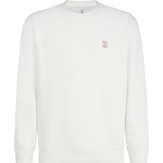 Brunello Cucinelli Cotton French terry sweatshirt in Off-White at Nordstrom, Size Xx-Large Eu