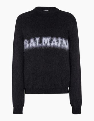 Balmain Mens Retro Brushed Mohair Sweater Black - Size: 40