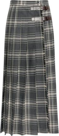Max Mara Rokken, Dames, Grijs, M, Wol, Plissirok