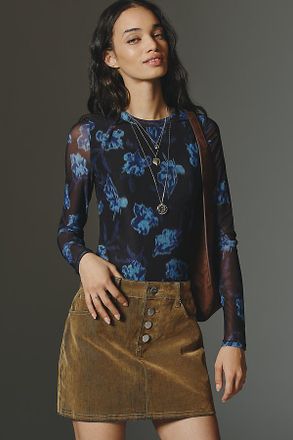 Rag & Bone Yana Printed Mesh Long-Sleeve Top