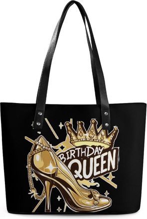 Generic Birthday Queen with Heel Tote Bags for Women Cute Shoulder Purses Handbags