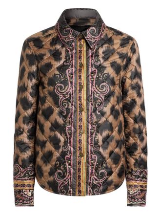 Etro animal-print quilted overshirt - Brown