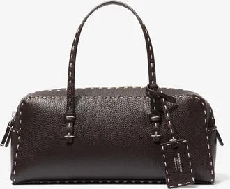 Michael Kors Roberta Hand-Stitched Pebbled Leather Satchel