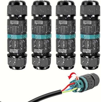 OEM Conectores El&eacute;ctricos Impermeables Ip68 - Conector De Cable De 3 Hilos, Caja De Conexiones Para Exteriores, Para Cables De &Oslash; 5 A 12 Mm (4 Unidades)