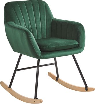Beliani Beliani - Silla Mecedora De Terciopelo Verde Esmeralda Patas De Metal Patines De Madera Estilo Moderno Liarum