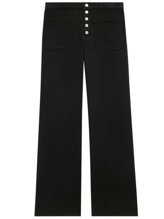 Courr&egrave;ges Jeans a gamba ampia - Nero