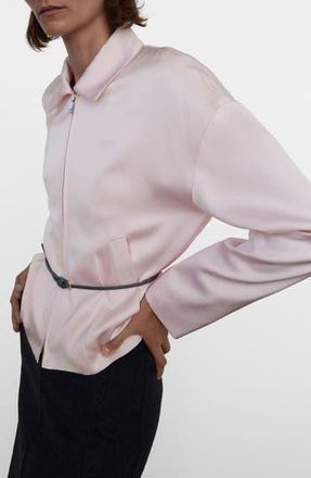 Mango Selection Satin Bomber Jacket in Pastel Pink at Nordstrom Rack, Size Medium