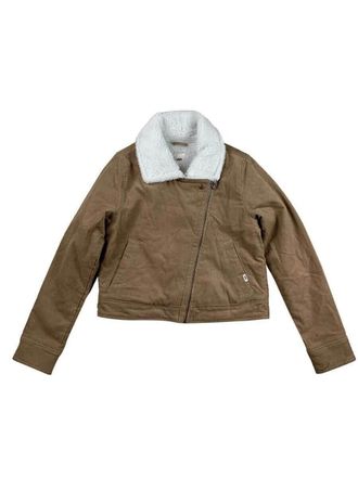 Vans VN0A3ZHXUOH Jacket Womens XS Brown Sherpa Lined Asymmetrical Zip APP910