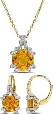 Delmar Citrine & White Topaz Earrings & Necklace Set in Yellow at Nordstrom Rack