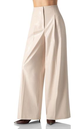 Ivonne Wide Leg Faux Leather Pants with Pockets in Ivory at Nordstrom, Size 10