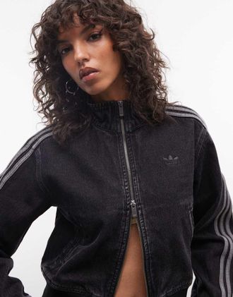 adidas Originals Firebird - Top della tuta in denim nero