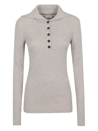 Brunello Cucinelli Ribgebreide trui - Grijs