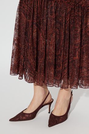 Gianvito Rossi Lace Court Shoes Claudia, Womens, Burgundy