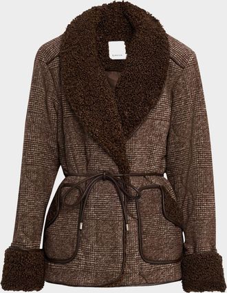 SIMKHAI Rorie Plaid Sherpa-Lined Jacket