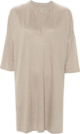 Majestic Filatures Dove Grey Linnen Jurk - Dames - Tunieken - Beige - S - Linnen - Overhemden