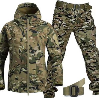 Generic Tactical Waterproof Camouflage Military Uniform Set - Army Combat Suit for Hunting and Shooting, Softshell Jacket and Pants included