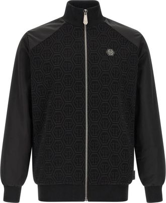 Philipp Plein Monogram Jacquard Sweatshirt - Heren - Trainingsjackets - Zwart - L - Katoen - Fitness