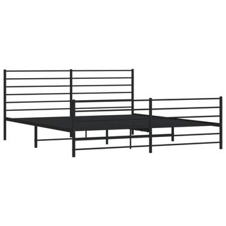 Berkfield Home Metal Bed Frame with Headboard & Footboard Black 200x200 cm