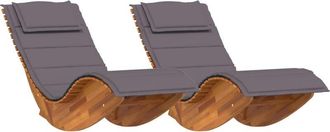 vidaXL Vidaxl - Sun Lounger 2 pcs Brown 60 x 154 x 74cm Solid Acacia wood