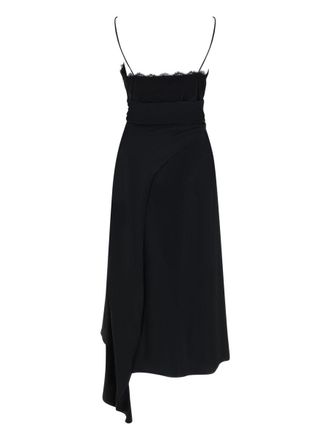 Moschino Lace-Trimmed Acetate Silk Midi Dress - Black