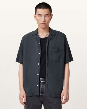 AllSaints Viscose Cudi Short Sleeve Shirt, Size: XXL