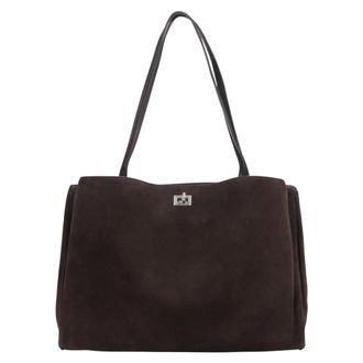 Estro & Luminara Velour Shopper Bag - female - Estro - Shoulder Bags - Brown - ONE SIZE - Bags