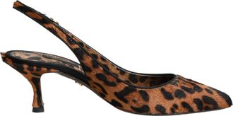 Dolce & Gabbana Brown Leopard Calfskin Fur Slingbacks Womens Shoes