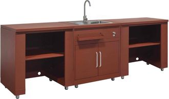 Oviala Cocina exterior de 3 piezas con fregadero de ladrillo