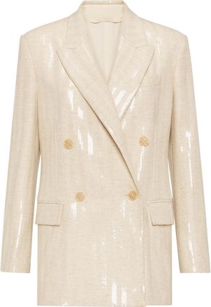 Brunello Cucinelli Dazzling chevron blazer in Buff at Nordstrom, Size 40 It
