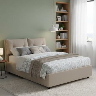 Dmora Dmora - Cama Matrimonial Dgalant, Cama Contenedor Con Tapizado En Ecopiel, 100% Made In Italy, Apertura Frontal, Adecuado Para Colch&oacute;n 160x190 Cm, T&oacute;r