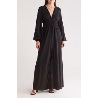 Go Couture Bishop Sleeve Maxi Dress in Black at Nordstrom Rack, Size X-Large