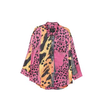 R13 Animal-print Panelled Shirt