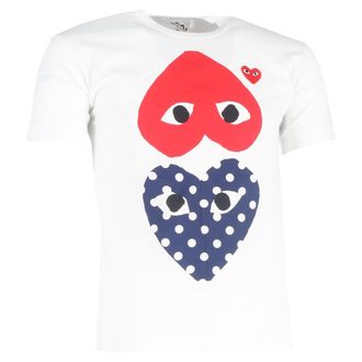 Comme Des Gar&ccedil;ons Comme Des Garcons Play Polka Dot Heart T-shirt in wit katoen