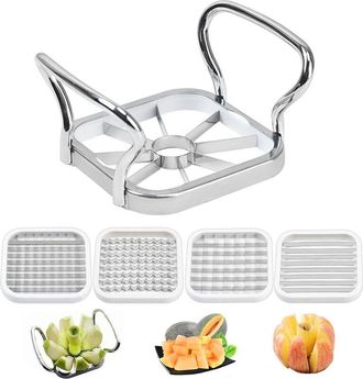 OEM Tagliapatatine Fritte Manuale 5 In 1 In Acciaio Inox Per Patate, Carote, Cipolle E Frutta: Taglio Preciso E Veloce