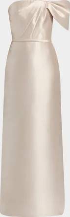 Amsale Satin One-Shoulder Column Gown