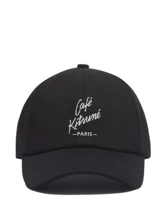 Maison Kitsun&eacute; logo-embroidered baseball cap - unisex - Cotton - One Size - Black